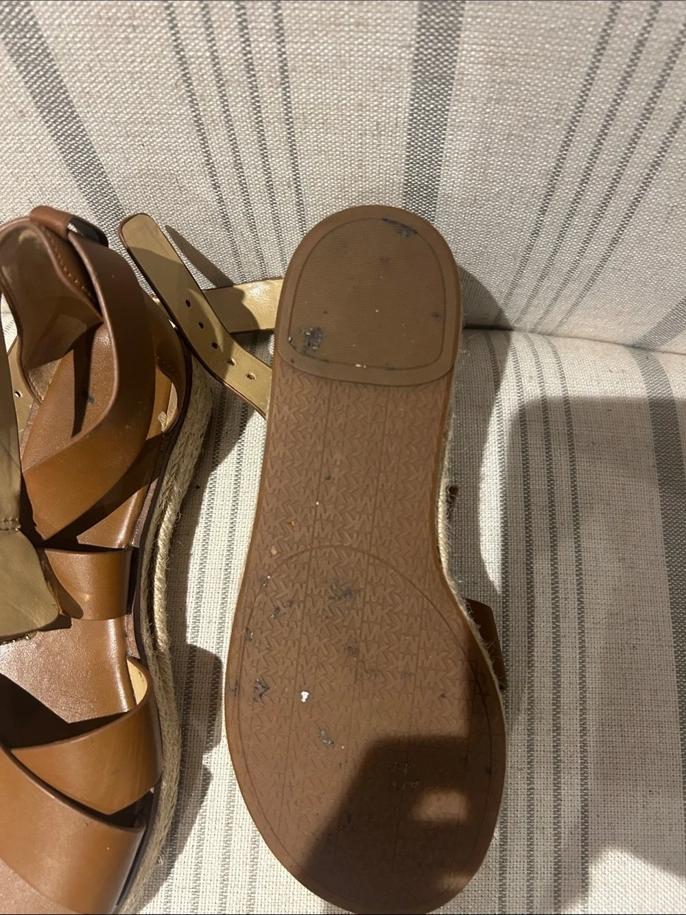 Michael Kors Brown Leather Wedge Sandals - Women's Espadrille Style